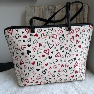 Kate Spade Scribble Hearts Large Tote Bag.